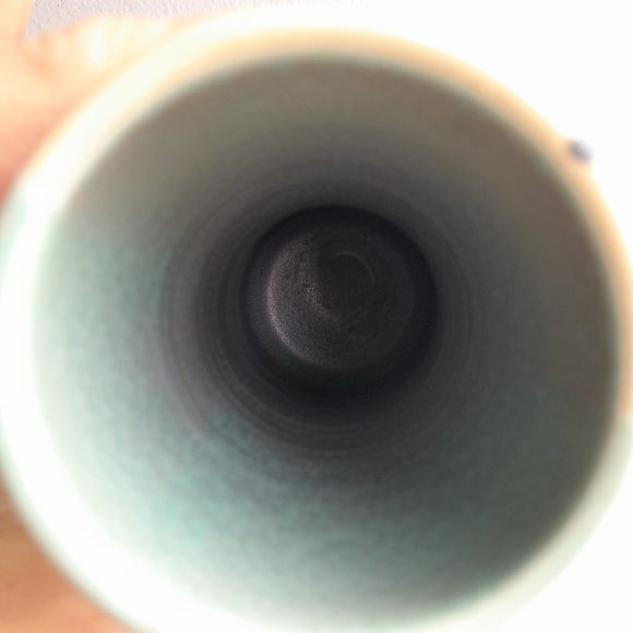 Vase MCM Mid Century Modern Floral Swirl Blue Teal Green Cream White - Picture 7 of 8